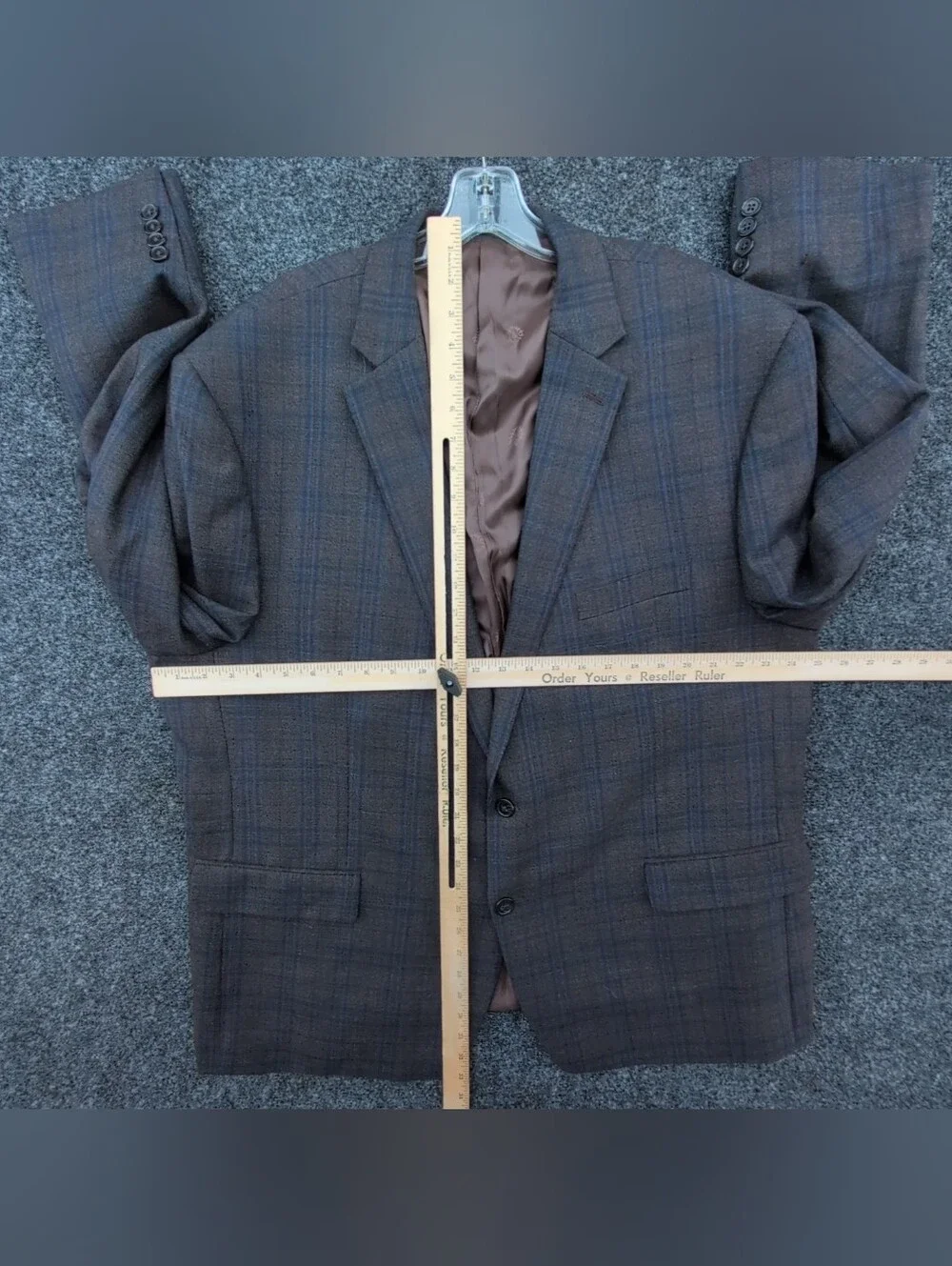 Ralph Lauren Black Label Blazer Mens 50 Gray Blue Check Wool Sport Coat Jacket